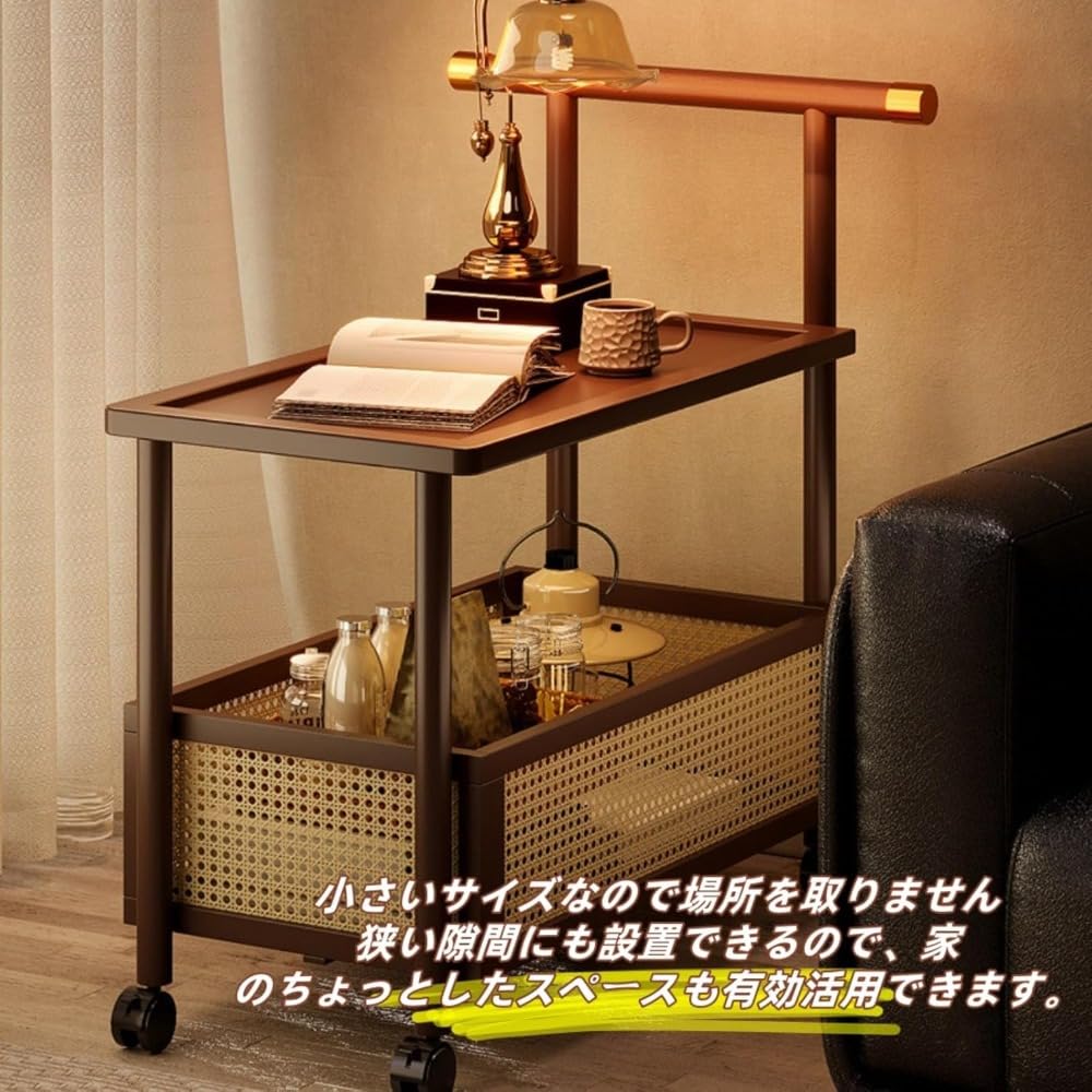 Amazon.co.jp: Ornategoキャスター付き2段サイドテーブル。リビング